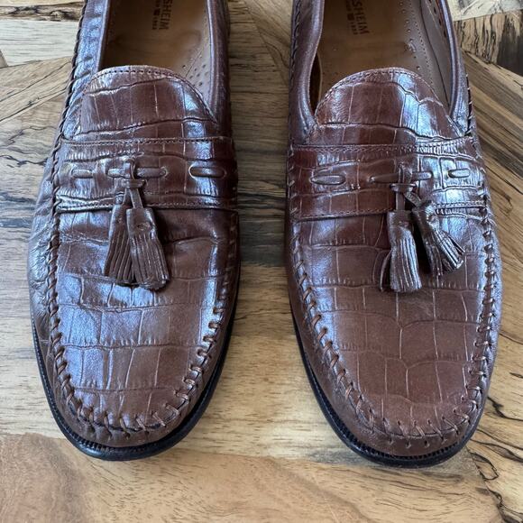 Florsheim Pisa 18469 Cognac Brown Croc Leather Tassel Loafer Dress Shoes Mens 10 main image 11